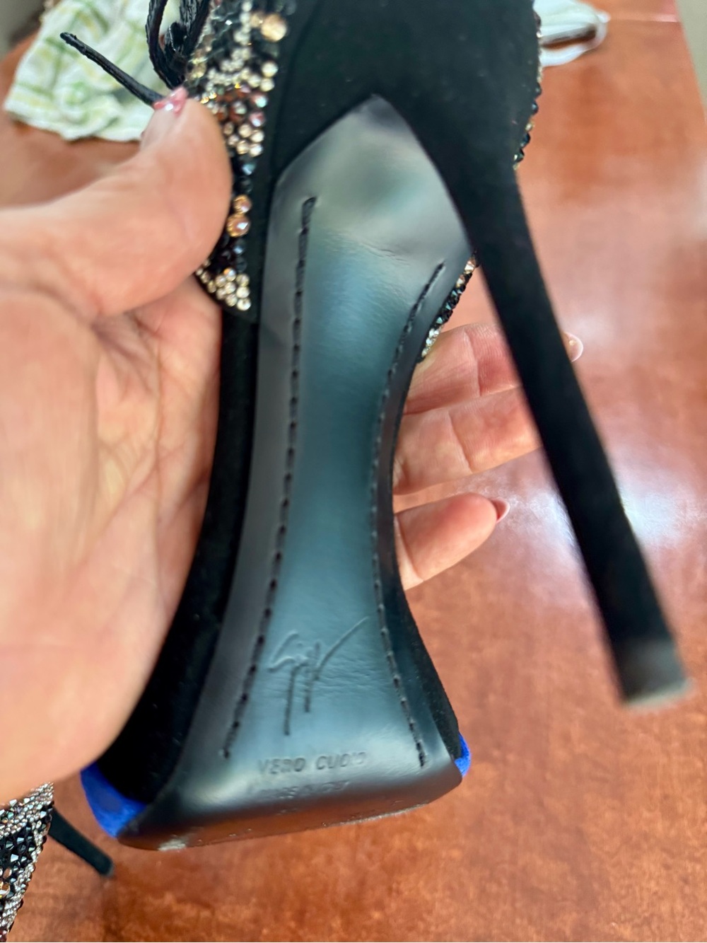 Giuseppe Zanotti Cobalt Blue Suede and Swarovski Crystal Stilettos - Picture 10 of 13